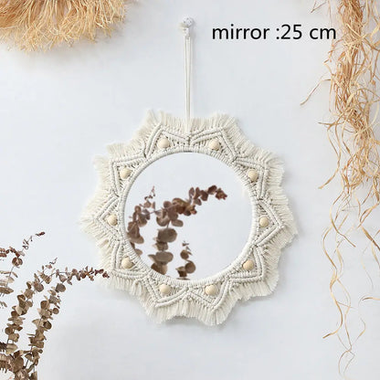 Luna Macramé Boho Hanging Wall Mirror