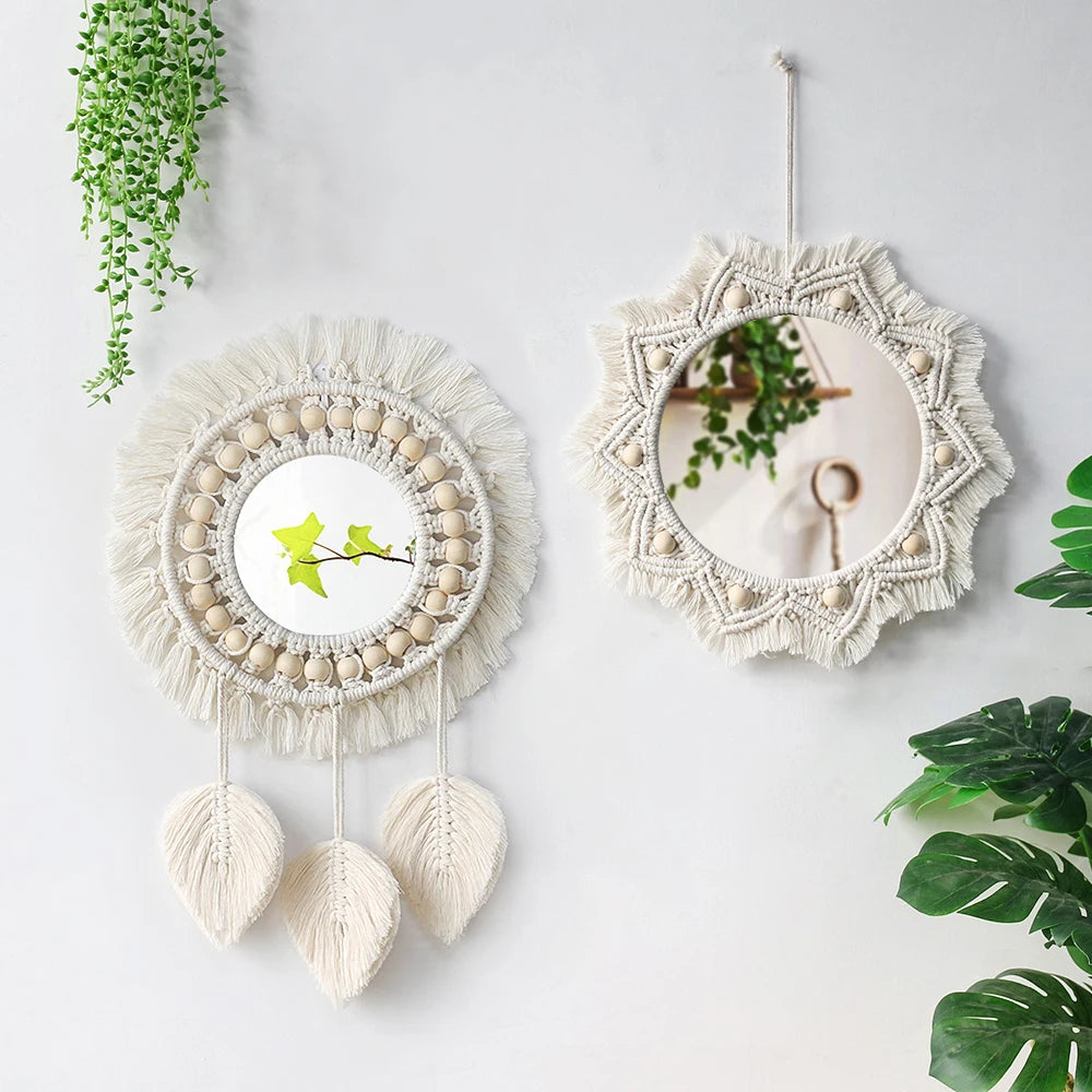 Luna Macramé Boho Hanging Wall Mirror