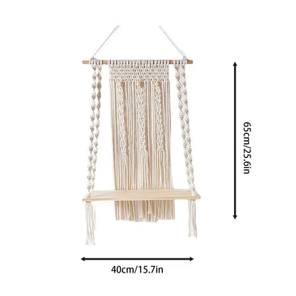 Sienna Macramé Boho Woven Hanging Shelf