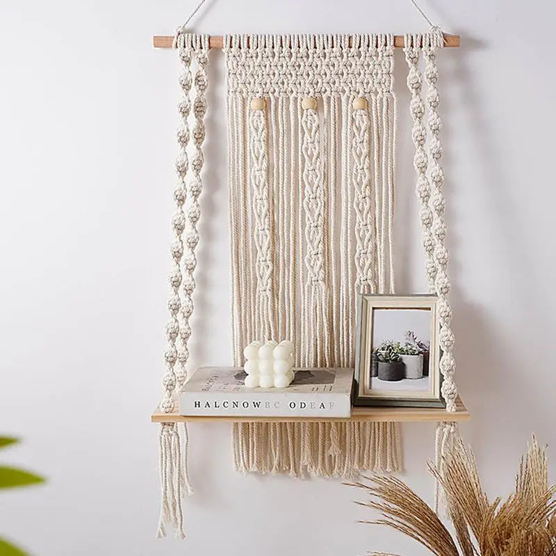 Sienna Macramé Boho Woven Hanging Shelf