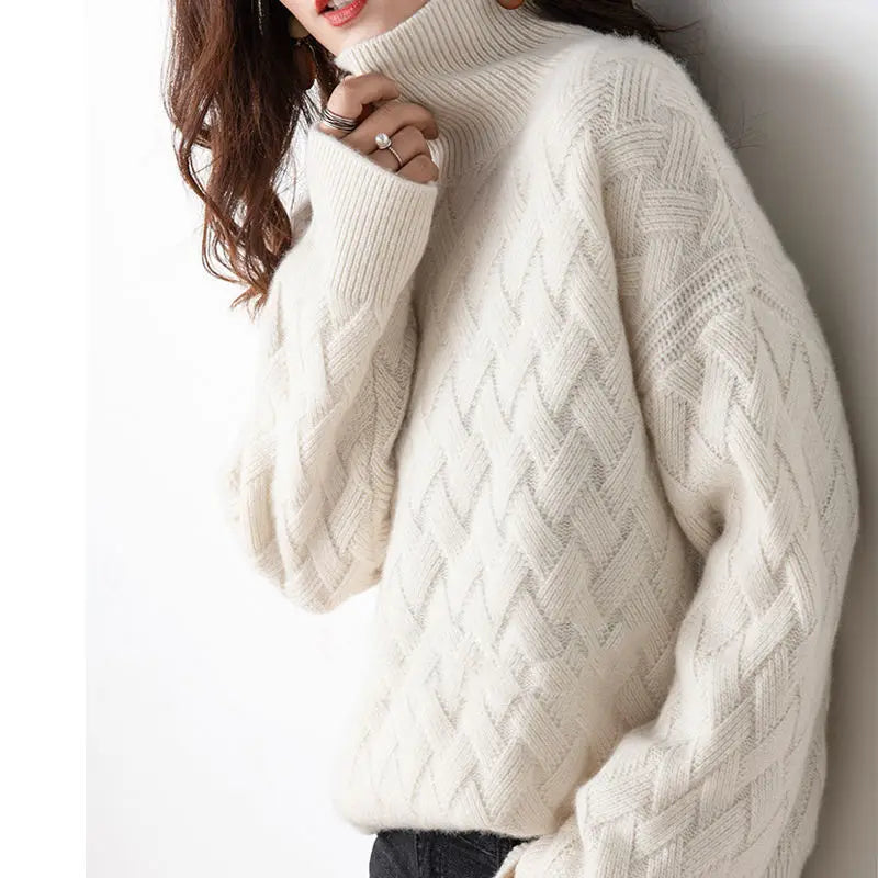 Serafina Criss-Cross Wool Turtleneck Sweater