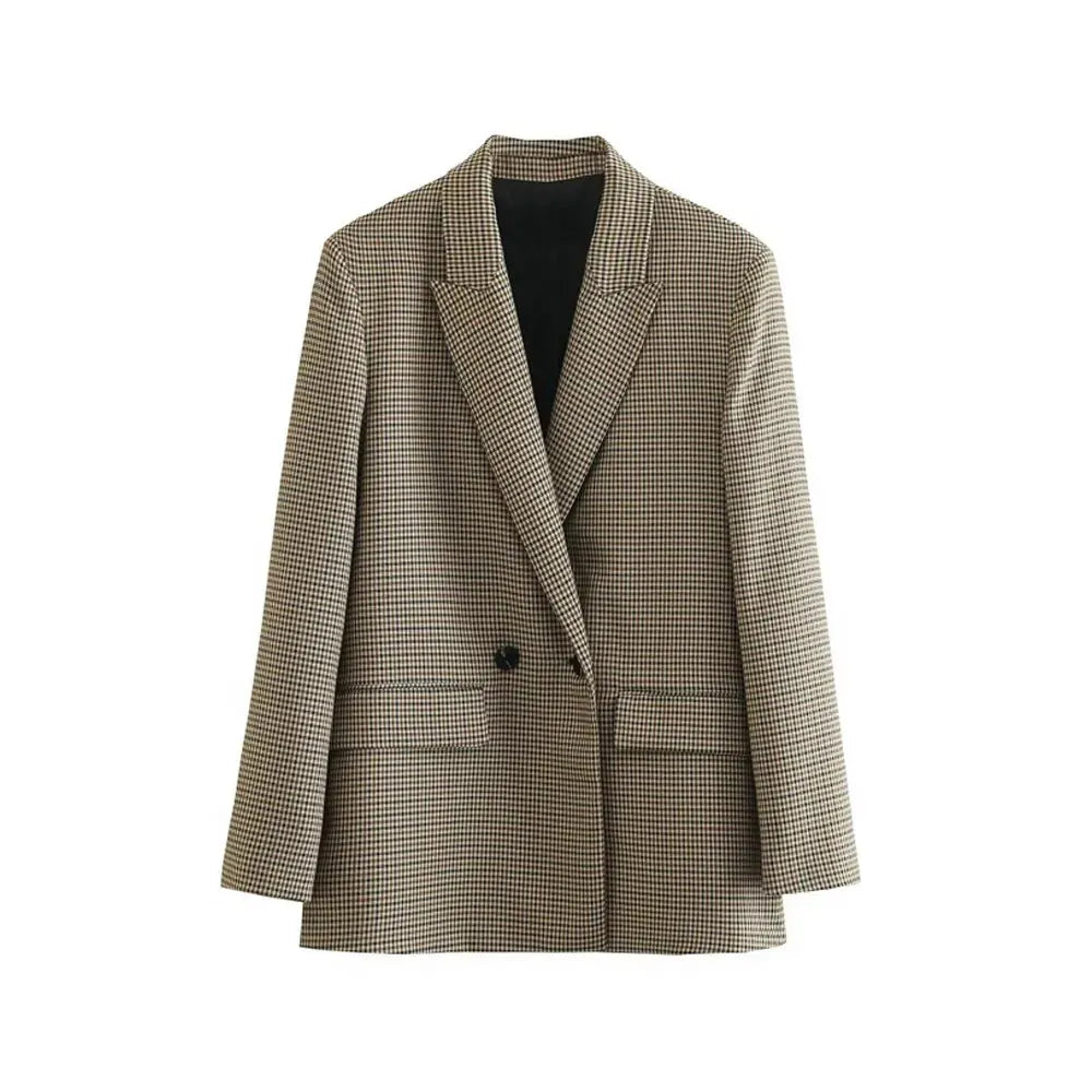 Harriet Oversized Double Breasted Tweed Blazer Jacket