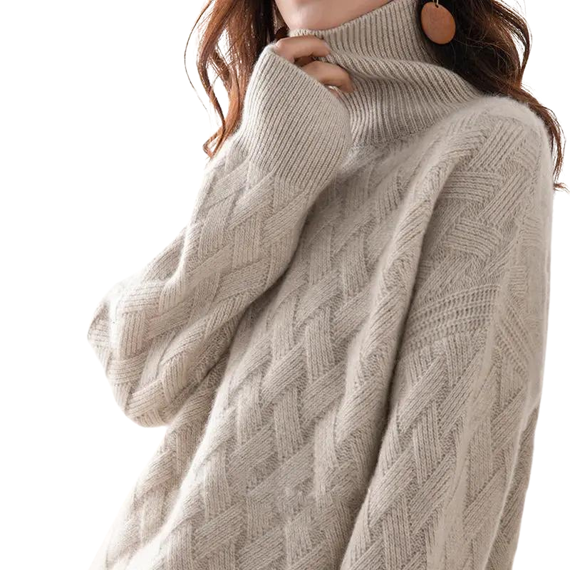 Serafina Criss-Cross Wool Turtleneck Sweater