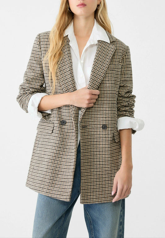 Harriet Oversized Double Breasted Tweed Blazer Jacket